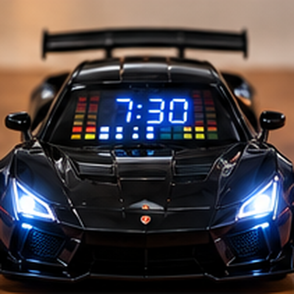 WakeForSpeed™ Supercar Alarm Clock with Digital Display, Sound & LED Lights