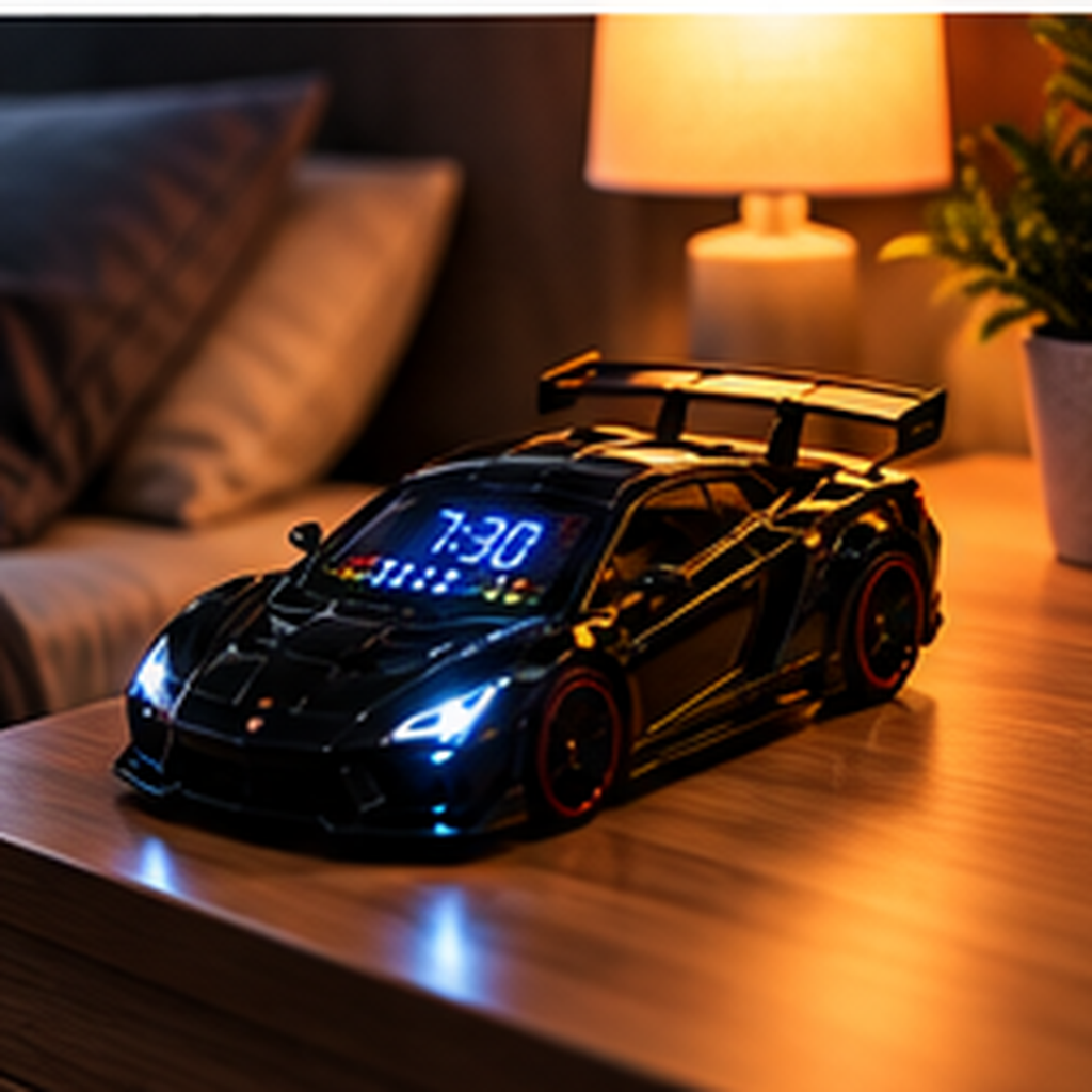 WakeForSpeed™ Supercar Alarm Clock with Digital Display, Sound & LED Lights